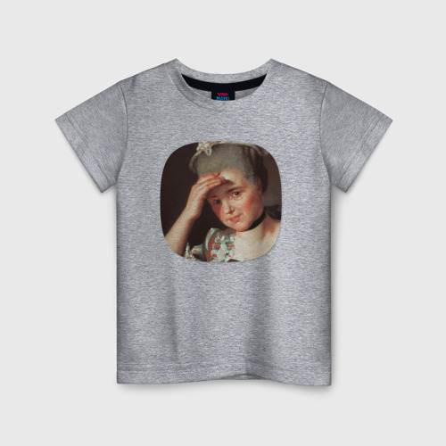 Детская футболка хлопок с принтом Картина ренессанса - женщина фэйспалмит, вид спереди #2