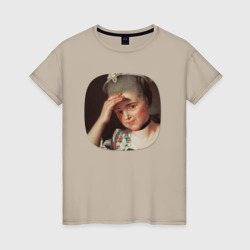 Картина ренессанса - женщина фэйспалмит – Женская футболка хлопок с принтом купить со скидкой в -20%