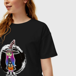Женская футболка хлопок Oversize Мультяшная ведьма Хэллоуин - фото 2