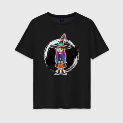 Женская футболка хлопок Oversize Мультяшная ведьма Хэллоуин