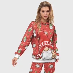 Женский костюм с толстовкой 3D Новогодний гном с пряником - фото 2