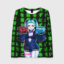 Женский лонгслив 3D Неоновые иероглифы - Rebecca