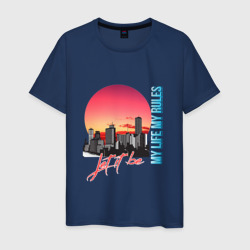Мужская футболка хлопок Город на закате