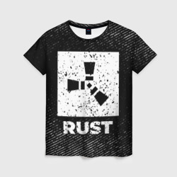 Женская футболка 3D Rust с потертостями на темном фоне