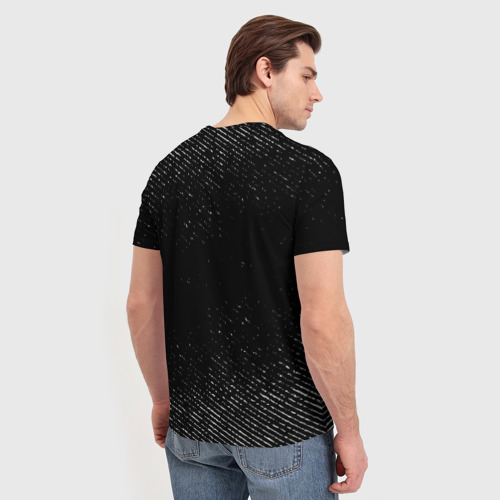 Мужская футболка 3D с принтом Rust с потертостями на темном фоне, вид сзади #2