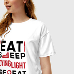 Женская футболка хлопок Oversize Надпись: eat sleep Dying Light repeat - фото 2