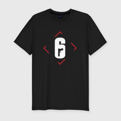 Символ Rainbow Six в красном ромбе – Мужская футболка хлопок Slim с принтом купить