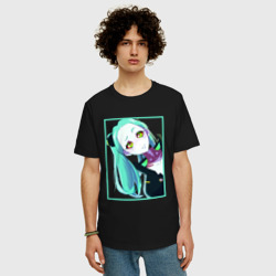 Мужская футболка хлопок Oversize Ребекка из киберпанка - нетраннер - фото 2