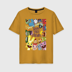 Женская футболка хлопок Oversize Happy three friends - poster