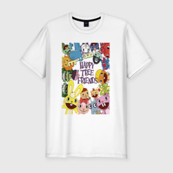 Мужская футболка хлопок Slim Happy three friends - poster