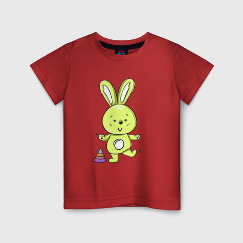 Детская футболка хлопок с принтом Малыш зайка, вид спереди #2