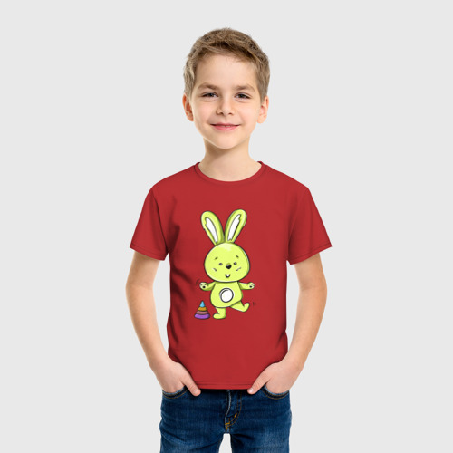 Детская футболка хлопок с принтом Малыш зайка, фото на моделе #1