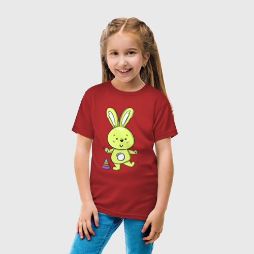 Детская футболка хлопок с принтом Малыш зайка, вид сбоку #3