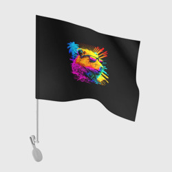 Флаг для автомобиля Капибара в тёмных очках - поп арт