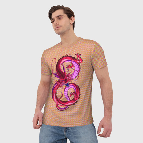 Мужская футболка 3D Красный дракон в форме цифры 8, цвет 3D печать - фото 3