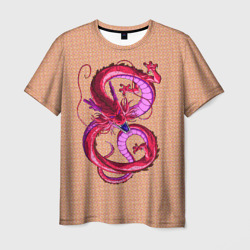 Мужская футболка 3D Красный дракон в форме цифры 8