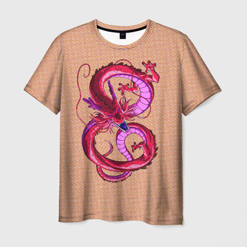 Мужская футболка 3D Красный дракон в форме цифры 8, цвет 3D печать