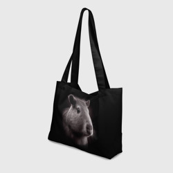 Пляжная сумка 3D Капибара : чёрно-белый портрет нейросети - фото 2