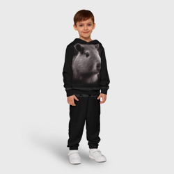 Детский костюм с толстовкой 3D Капибара : чёрно-белый портрет нейросети - фото 2