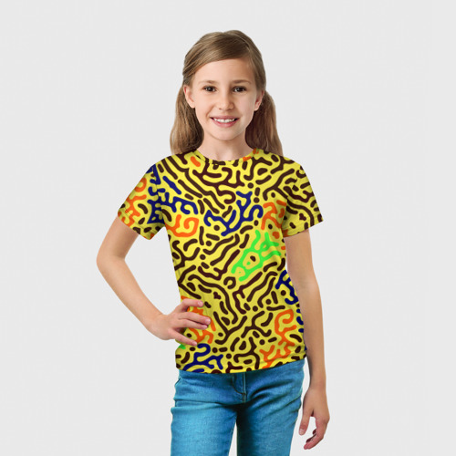 Детская футболка 3D Абстрактные кислотные полосы, цвет 3D печать - фото 5