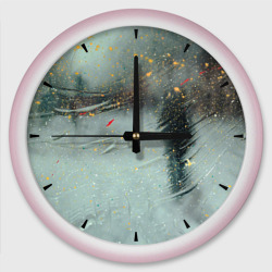 Абстрактная зима и краски – Настенные часы круглые с принтом купить