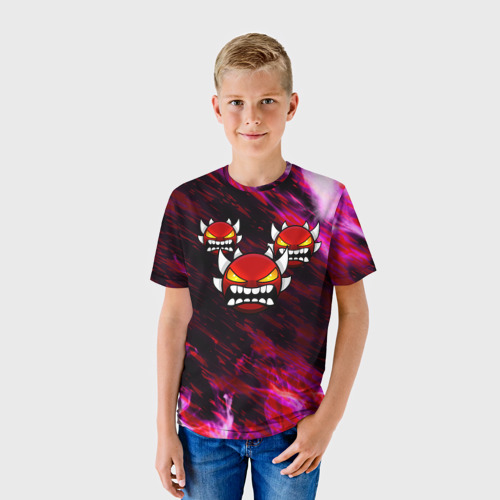 Детская футболка 3D с принтом Geometry demons, фото на моделе #1