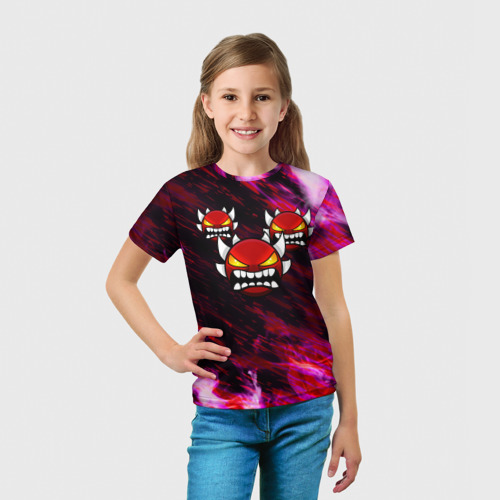 Детская футболка 3D с принтом Geometry demons, вид сбоку #3