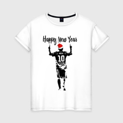 Женская футболка хлопок Лионель Месси Happy New Year