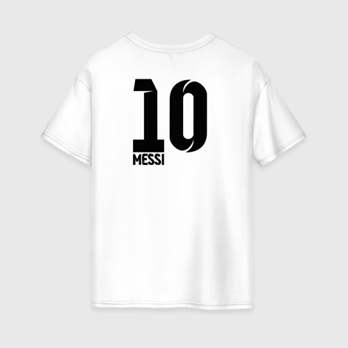 Женская футболка хлопок Oversize Лионель Месси Happy New Year, цвет белый - фото 2