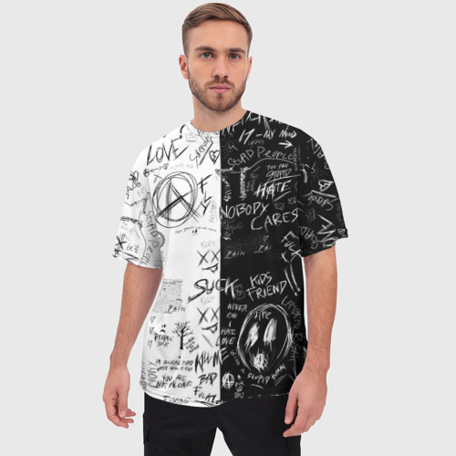 Мужская футболка oversize 3D Dead inside mood ZXC, цвет 3D печать - фото 3