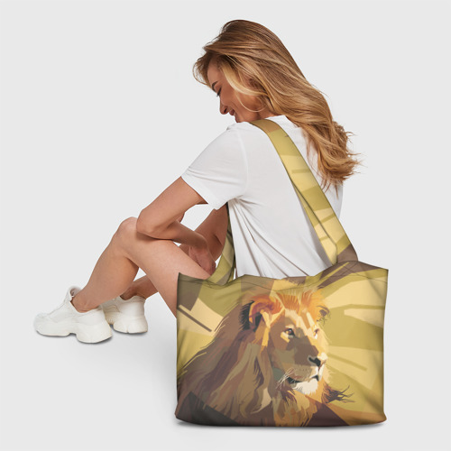 Пляжная сумка 3D Лев на закате солнца - фото 6