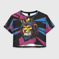 Женская футболка Crop-top 3D Царь зверей в короне