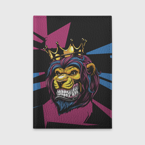 Обложка для автодокументов с принтом Царь зверей в короне, вид спереди №1