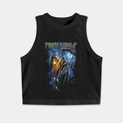 Женская укороченная майка-топ хлопок Powerwolf wolf