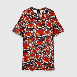 Детское платье 3D Геометри Даш демоны паттерн