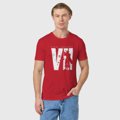 Мужская футболка хлопок Клауд Страйф - final fantasy 7, цвет красный - фото 3