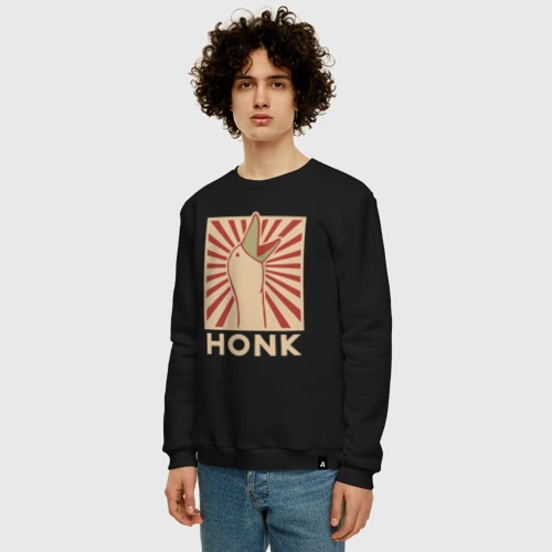 Мужской свитшот хлопок с принтом Honk art, вид сбоку #3
