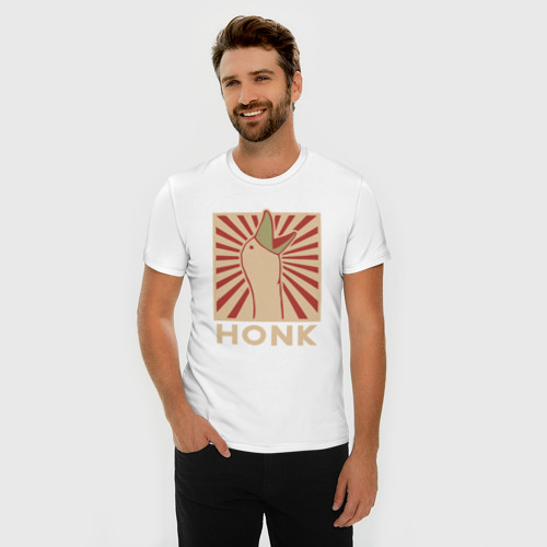 Мужская футболка хлопок Slim с принтом Honk art, фото на моделе #1