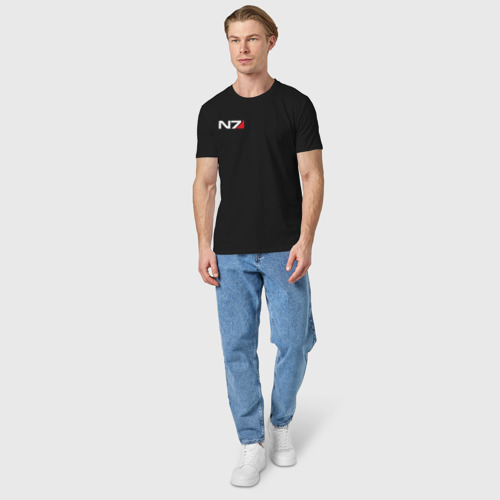 Мужская футболка хлопок Логотип N7, цвет черный - фото 5