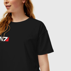 Женская футболка хлопок Oversize Логотип N7 - фото 2