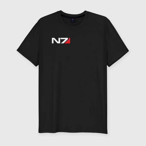 Мужская приталенная футболка из хлопка с принтом Логотип N7, вид спереди №1