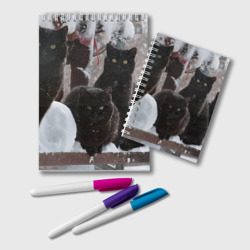 Блокнот Чёрно-белый новый год - уличные котики