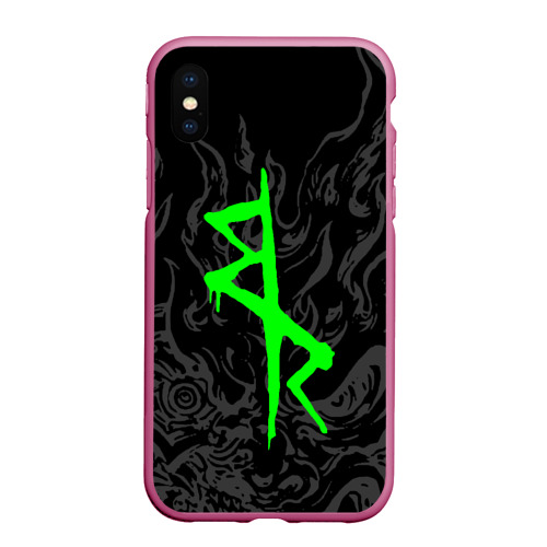 Чехол для iPhone XS Max матовый с принтом Логотип Cyberpunk: Edgerunners - Дэвид, вид спереди #2