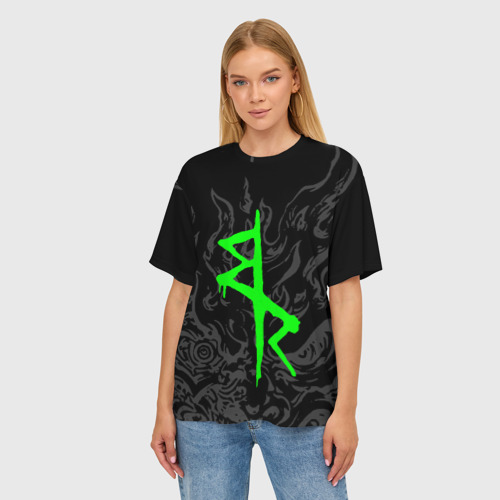 Женская футболка oversize 3D Логотип Cyberpunk: Edgerunners - Дэвид, цвет 3D печать - фото 3