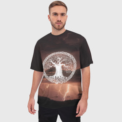 Мужская футболка oversize 3D Yggdrasil white rune - фото 2