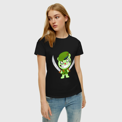 Женская футболка хлопок с принтом Angry Flippy, фото на моделе #1