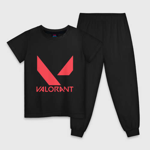 Детская пижама хлопок Valorant - logo, цвет черный