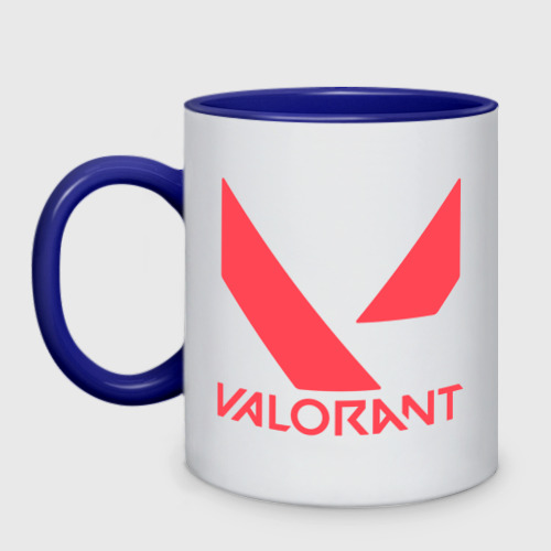 Кружка двухцветная с принтом Valorant — logo, вид спереди №1