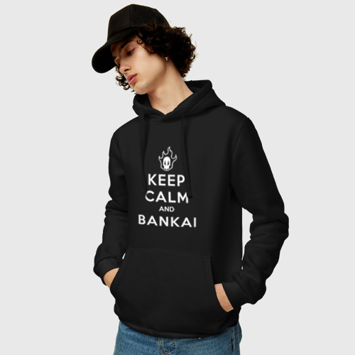 Мужская толстовка хлопок Keep calm and bankai - Bleach, цвет черный - фото 3