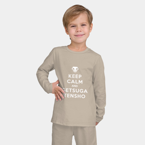 Детская пижама с лонгсливом хлопок с принтом Keep calm and getsuga tenshou, фото на моделе #1